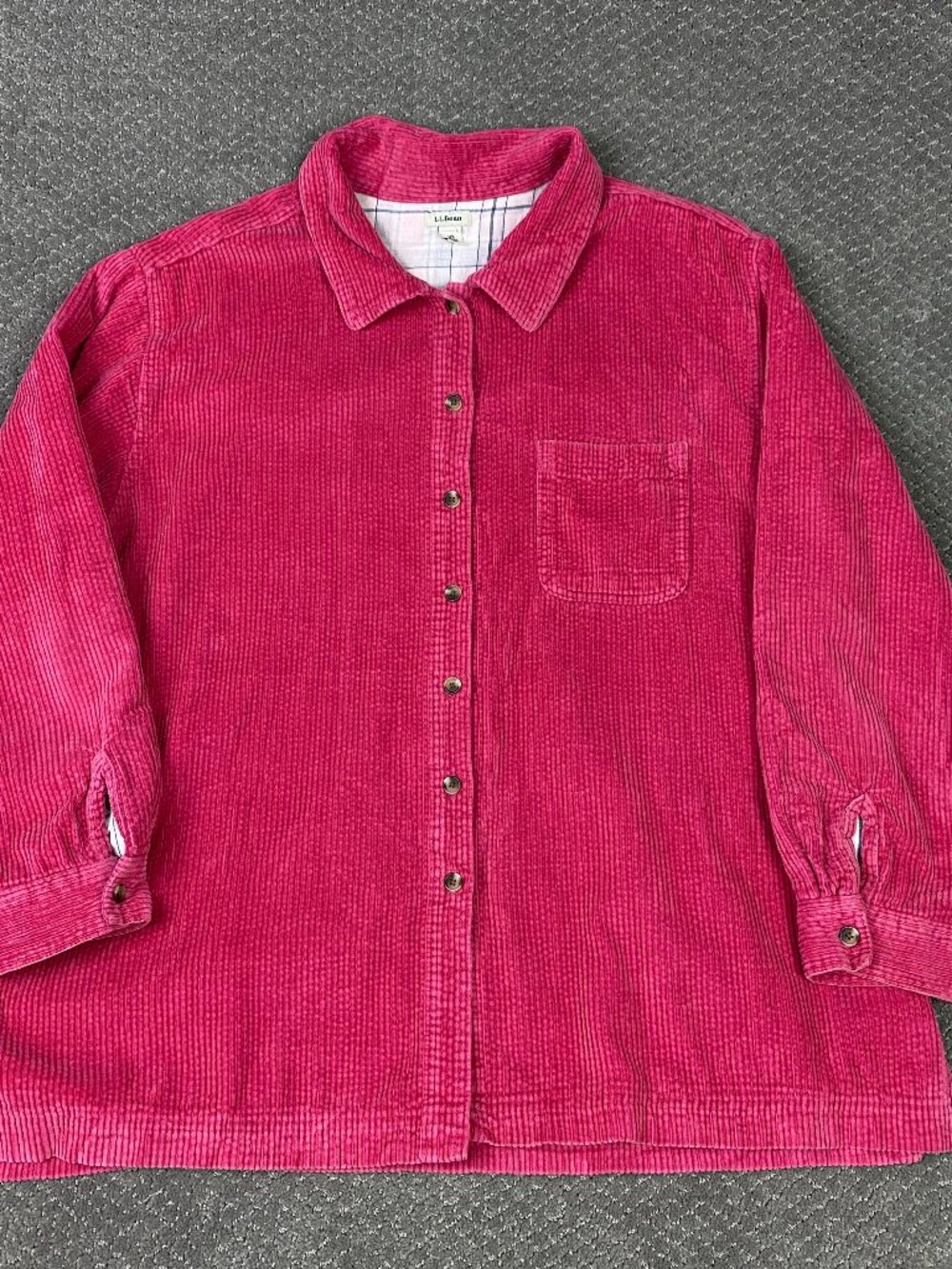LL Bean Corduroy Shirt Jacket Womens 2X Pink Wide Wale Outdoors 279407